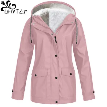 UHYTGF Куртка с капюшоном на молнии, женская плюшевая походная одежда, верхняя одежда, женская дышащая осенне-зимняя ветровка, пальто, женская 2656 г.