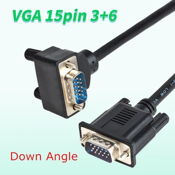 VGA 15pin 3 + 6 Угловой кабель VGA-штекер прямо к VGA Влево и Вверх и Вниз Угловой 90D штекерный Кабель Для Проектора, Компьютера, Монитора HDTV