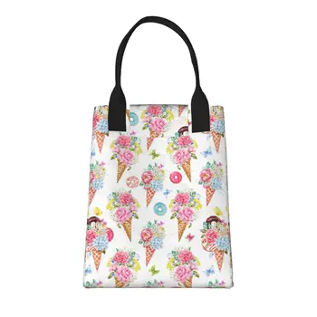 Акварельный цветочный узор, большая модная сумка для покупок с ручками, многоразовая хозяйственная сумка из прочной винтажной хлопчатобумажной ткани
