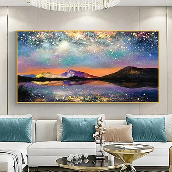 Алмазная живопись Ночная Звездная Гора Полный Набор для вышивания Крестиком Алмазная Мозаика Красочный Декор Ночного Неба Для Дома