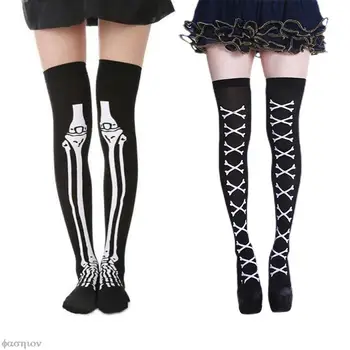 Носки для Косплея на Хэллоуин, Женские Японские Креативные Забавные дышащие чулки, носки выше колена, нейлон, полиэстер