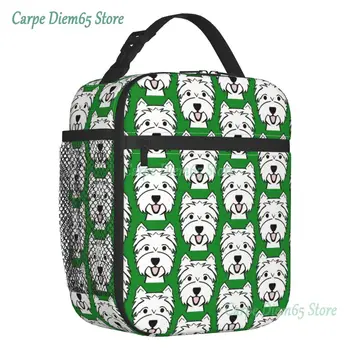 Изолированная сумка для ланча для щенков Вест-Хайленд-Уайт-терьера для туристических походов Westie Dogs, Герметичный холодильник, термобокс для бенто для женщин и детей