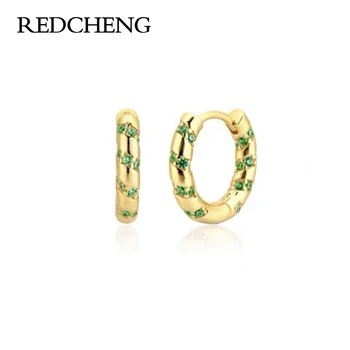 Redcheng, 1 пара, винтажные серьги-кольца небольшого круга для женщин и девочек, Милая Романтическая инкрустация цирконом, предотвращающая аллергию, вечерние украшения