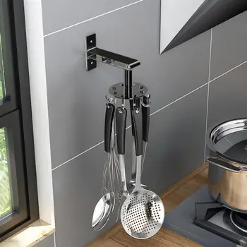 Универсальные крючки с поворотом на 360 градусов Под шкаф, Кухонные крючки, 8 крючков, клей без гвоздей, Кухонные инструменты, полотенца, посуда для подвешивания