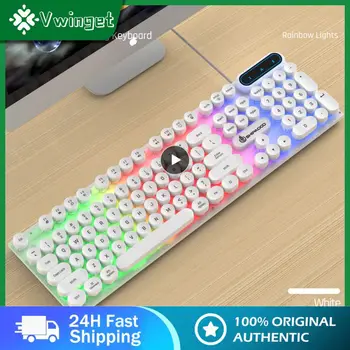 Механическая панк-клавиатура 104 клавиши, красочная механическая клавиатура с подсветкой, проводная светящаяся клавиатура D500, механическая клавиатура Abs