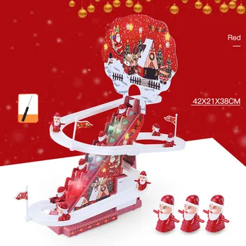 Электрическая лестница для лазания Санта-Клаус DIY Рельсовый гоночный трек Рождественский гоночный трек Слайды Музыкальные Американские горки Игрушка в подарок для детей