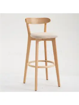 Барный стул из массива дерева, скандинавский табурет на высоких ножках, американская Ретро-спинка переднего барного стула, современный простой барный стул