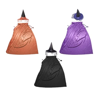 Комплект маскарадных костюмов, шляпа ведьмы, Накидка волшебника, плащ ведьмы, костюмы волшебника на Хэллоуин