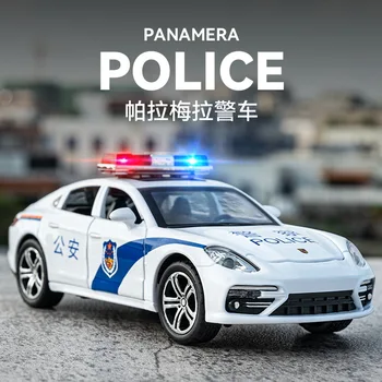 Игрушки для полицейских машин Porsche Paramera из сплава 1: 32, модели специальных полицейских машин для мальчиков, коллекционные подарочные украшения