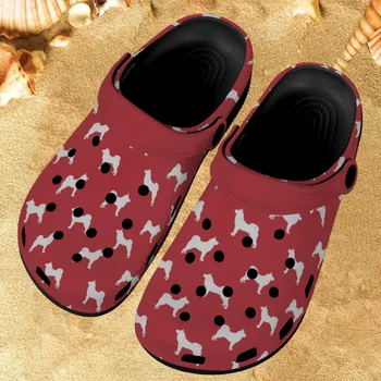 Милые женские сандалии с рисунком собаки Акиты, красные летние домашние тапочки для ванной комнаты для девочек-подростков, женская садовая обувь на плоской подошве, пляжные горки