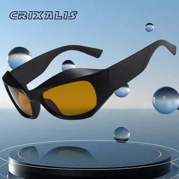 Солнцезащитные очки CRIXALIS Steampunk Y2k Мужские спортивные солнцезащитные очки оверсайз для женщин 2023 Брендовые очки Женские очки панк-оттенков UV400