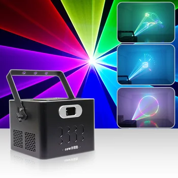 YUER НОВЫЙ RGB ILDA 10 Вт Проектор Лазерный 30Kpps Сканирующий Луч Анимация Вечеринка Клуб Dj Дискотека DMX Управление Звуком Доставка Со Склада в ЕС