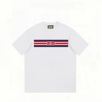 Летняя новая роскошная мужская и женская футболка с буквенным рисунком, свободная футболка с круглым вырезом и коротким рукавом, уличный топ Y2K большого размера