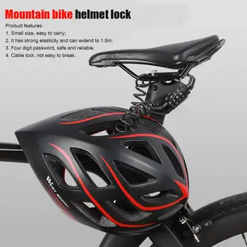 Противоугонный шлем для шоссейного велосипеда MTB с 4-значным паролем, замки для троса безопасности для велоспорта