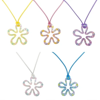 M2EA Красочное ожерелье с пятью цветами, ожерелье с полым цветком, ювелирные изделия