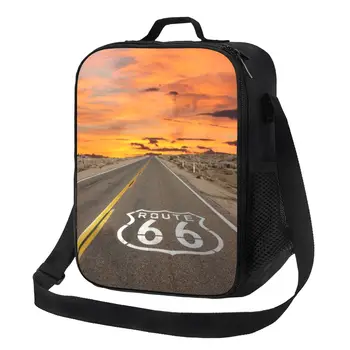 Route 66 Термоизолированная сумка для ланча Женская для шоссейных дорог США Портативная сумка для ланча для кемпинга и путешествий, коробка для хранения Бенто, Коробка для еды