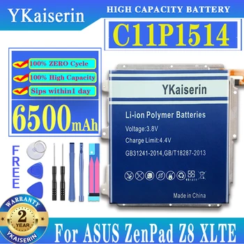 YKaiserin Аккумулятор 6500 мАч C11P1514 Для Asus ZenPad 3 ZenPad3 8,0, Zenpad Z8, ZenPad Z8 XLTE, ZT581KL, P008, Z581KL Batteria