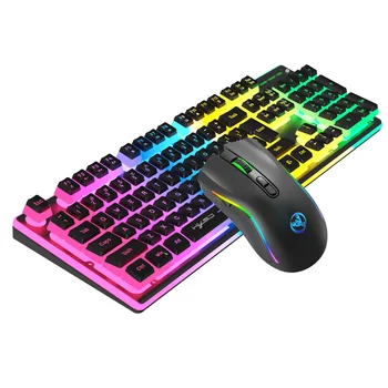 HXSJ L96 2.4 G Беспроводная Клавиатура с RGB Подсветкой Мышь Комбинированные Игровые Клавиатуры Игровая Мышь 104 Заглушки Для клавиш 4800 точек на дюйм Мышь