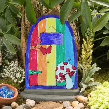 Незаконченная миниатюрная дверь эльфа, роспись двери феи, садовые двери, набор для поделок 