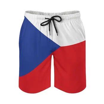 Мужские пляжные шорты с аниме, Флаг Чешской Республики, Свободные эластичные повседневные креативные мужские шорты, Свободный регулируемый шнурок, дышащий