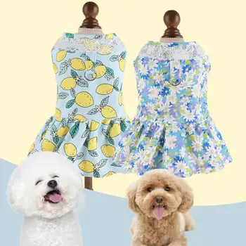 Милое платье для домашних животных, платье с кроличьим нагрудным ремнем и модным цветочным декором для маленьких собак, всесезонный костюм для домашних животных