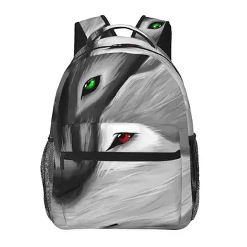Мужской женский рюкзак Черно-белые Волки, школьный ранец для женщин, мужская модная сумка 2023 года, студенческий рюкзак для книг