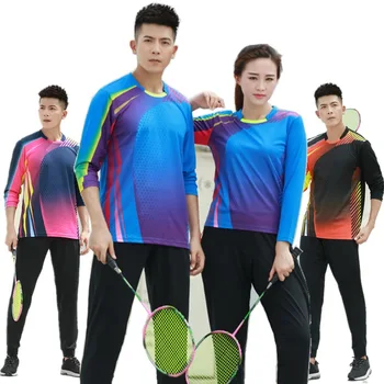 Новая рубашка для бадминтона с длинными рукавами для мужчин/женщин, осенне-зимняя спортивная рубашка на заказ, быстросохнущие рубашки для настольного тенниса, теннисные рубашки M-4XL