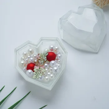 Геометрический органайзер для макияжа в форме сердца, коробка для хранения мелких ювелирных изделий, серьги, ожерелья, браслеты, футляр для подарка