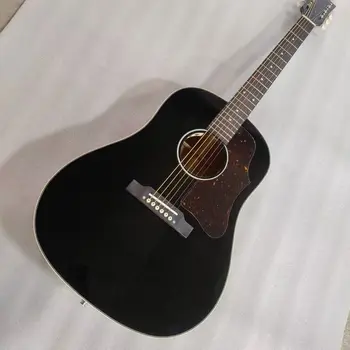 Акустическая гитара J45 style на заказ с наклонным плечом черная акустическая гитара профессиональная 6-струнная гитара 160 style