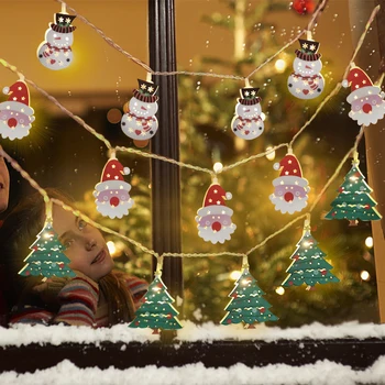 10LED Санта Клаус Гирлянда Снеговик Лось Струнный Светильник Рождественская Елка Украшения Веселые Рождественские Украшения для Дома Navidad Подарки Ноэль