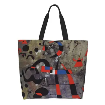 Утилизация аварийной лестницы Хозяйственная сумка Женская наплечная холщовая сумка переносная Joan Miro Абстрактное искусство Продуктовые сумки для покупок