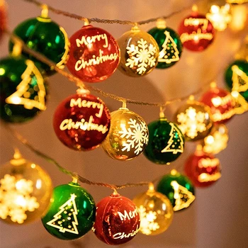 2024 Рождественские гирлянды, рождественские шары Санта-Клауса, световые гирлянды для Рождественской елки Navidad, Новогодний домашний декор