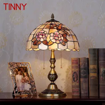 Жестяная Современная Латунная Настольная Лампа LED European Creative Tiffany Shell Decor Прикроватный Светильник для Дома, Гостиной, Спальни