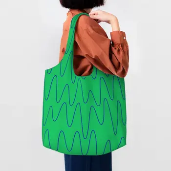 Звуковые волны, электрические Зеленые сумки для покупок в продуктовых магазинах, женские сумки для покупок из холста Элдридж, вместительные сумки