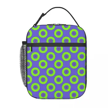 Школьная сумка для ланча Green Phish Circles, Оксфордская сумка для ланча, для офиса, путешествий, кемпинга, термоохладитель, ланч-бокс