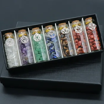Подарочная коробка для бутылок с желаниями из цветного хрусталя Семи Чакр, ожерелья с подвесками из натуральных камней, Лечебные изделия из минералов для йоги