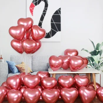 Украшения для вечеринки по случаю дня рождения, Свадебные украшения, Латексный воздушный шар в форме сердца, глобусы для детского душа, 12-дюймовые красные макароны