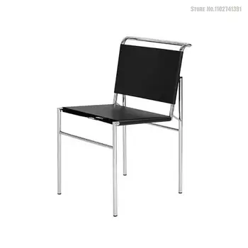 Домашний Обеденный стул Современный Минималистичный стул со спинкой Легкий Роскошный Средневековый Ретро-стул из нержавеющей стали