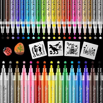 6-48 цветов Художественные маркеры, акриловые ручки с наконечником 2 мм, нетоксичные акриловые ручки, водонепроницаемые маркеры для граффити, принадлежности для рисования ручками своими руками