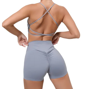 Женские Мягкие быстросохнущие легкие шорты для бега и бюстгальтера, сексуальный Новый костюм для бега на открытом воздухе, фитнеса и йоги