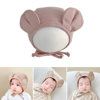 Больничная шапочка для новорожденных, шапочка для мальчиков и девочек, хлопковая шапочка с медвежьими ушками, прочная