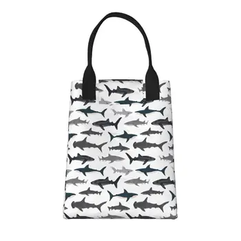 Большая модная сумка для покупок Sharks Nautical Boys с ручками, многоразовая хозяйственная сумка из прочной винтажной хлопчатобумажной ткани