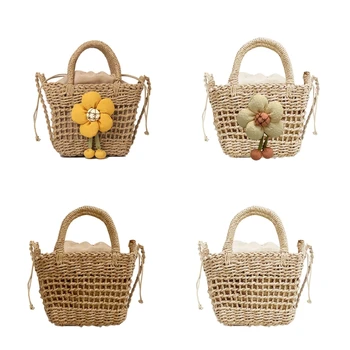 Плетеная соломенная сумка-ведро, мини-сумочка, летняя сумка через плечо, обязательные сумки для женщин и девочек