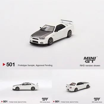 MINI GT 1:64 Skyline GTR R34 V-Spec II N1 Белая Литая под давлением Коллекция моделей автомобилей Diorama Миниатюрный Carros 501 В наличии