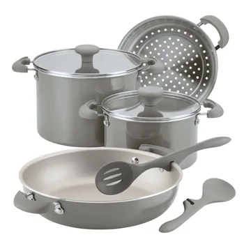 Набор посуды с антипригарным покрытием, серый, 8 предметов, кастрюля для приготовления пищи