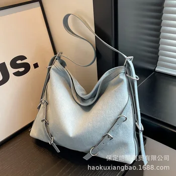 Женская сумка AFKOMST из корейского денима: модное новое поступление, универсальная корейская сумка-тоут, уникальная и просторная сумка на одно плечо подмышкой
