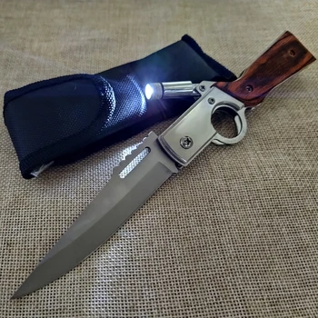 Военно-тактический складной нож со стальным лезвием 5Cr17, боевой нож, Походные охотничьи ножи для выживания, наружный карманный нож с деревянной ручкой