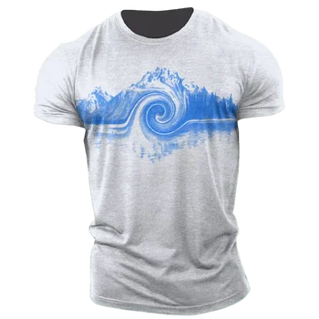2023 Мужская футболка с 3D принтом Горного Узора, Мужская футболка Свободного размера Оверсайз, Модная Спортивная футболка, Уличная Повседневная одежда