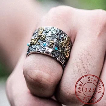 Серебряное Дизайнерское Открытое кольцо с мордочкой животного S925 Подходит для женщин Мужчин Свадебной вечеринки Моды Роскошных ювелирных изделий Подарков