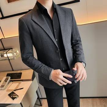 Высококачественный осенний мужской костюм, повседневный деловой блейзер Masculino Slim Fit, свадебное платье для жениха, светское пальто, костюм Homme